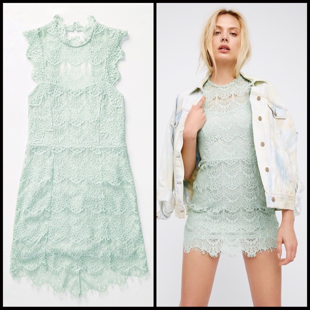 FREE PEOPLE BOHO CROCHET LACE BOHO SLIP DRESS A3C - Picture 5 of 8
